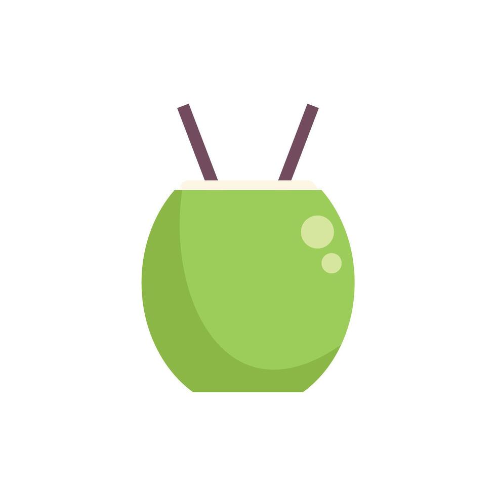 Fresh green coconut water with straws is waiting for you vector