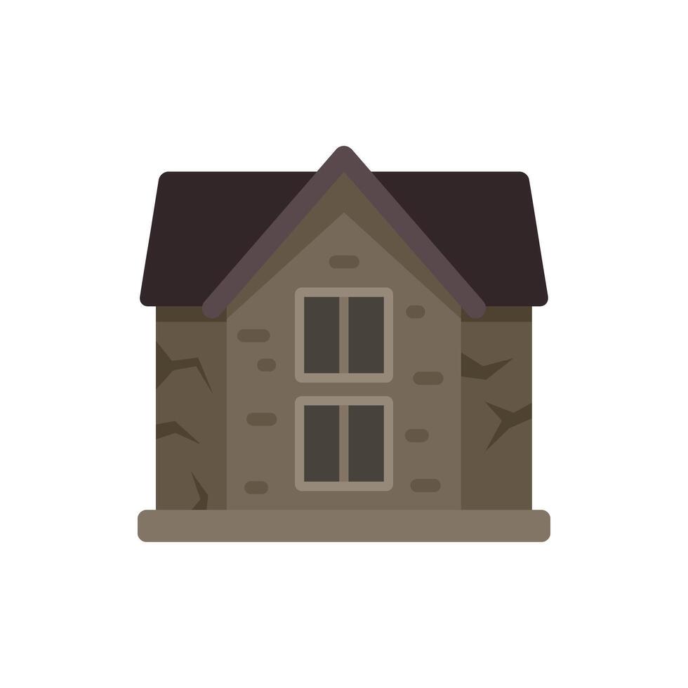 Old run down brick house with cracks in facade vector