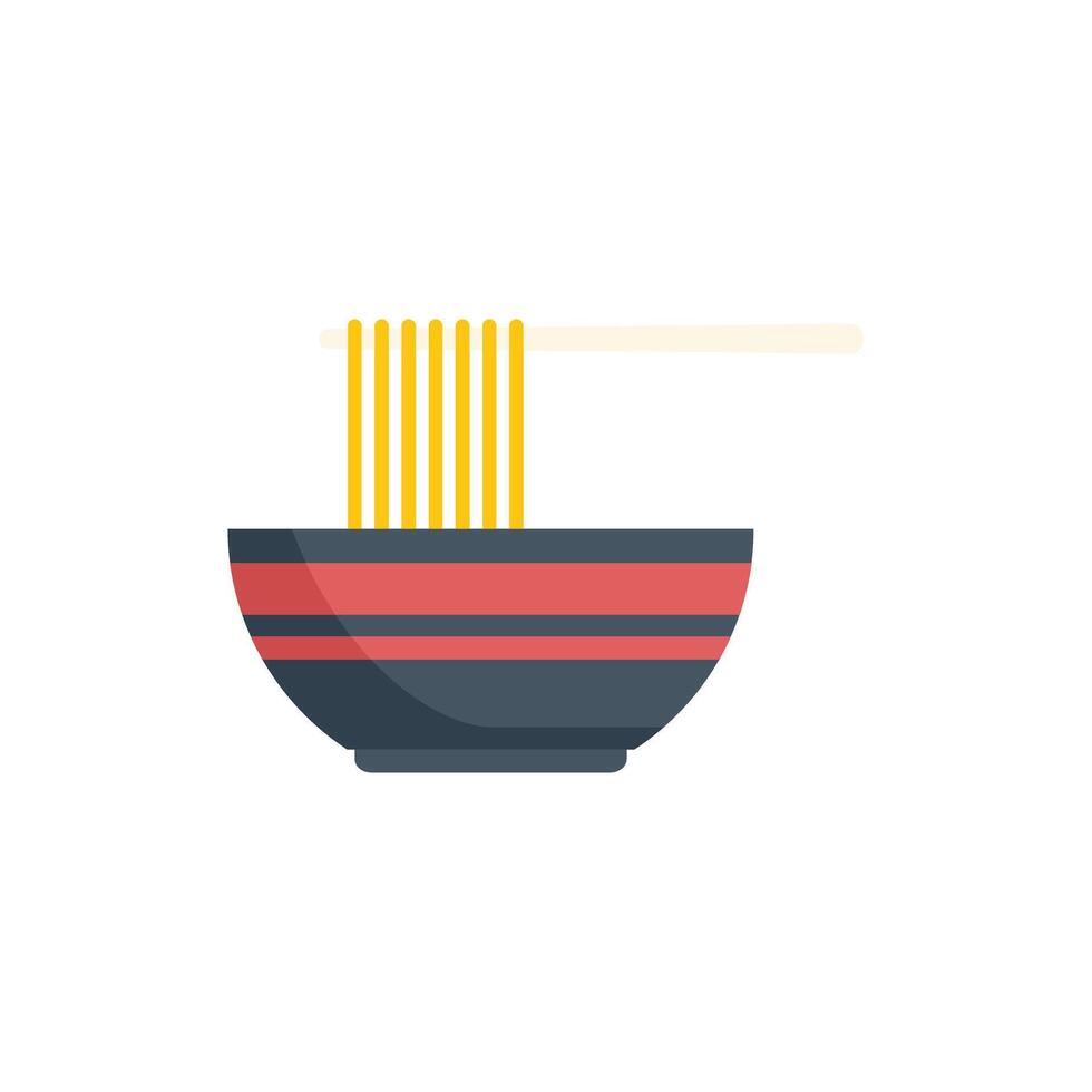Chopsticks holding noodles over bowl of ramen minimalist icon vector