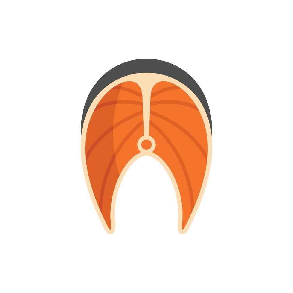 Salmon fish steak icon showing meat and skin vector