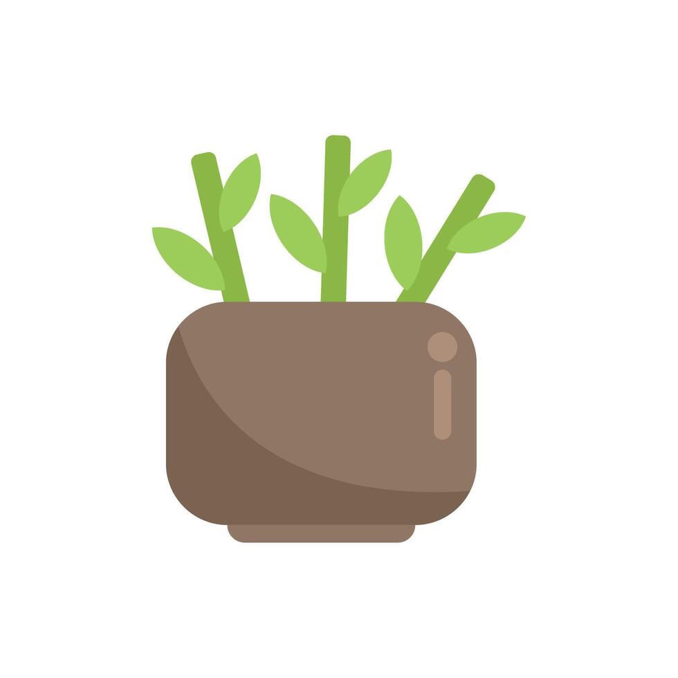 Green plant growing in a pot with soil vector