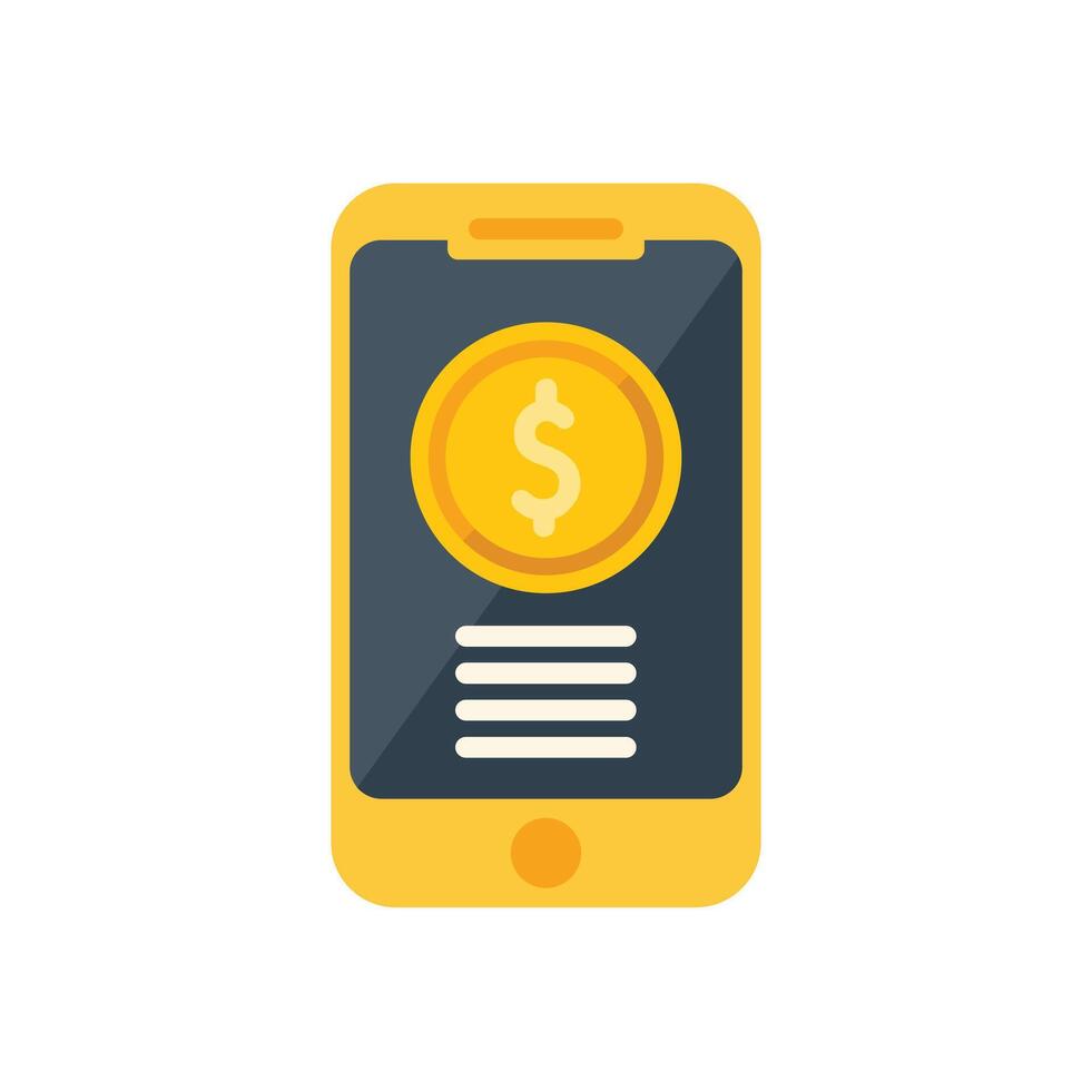 Mobile banking app displaying dollar coin on screen vector