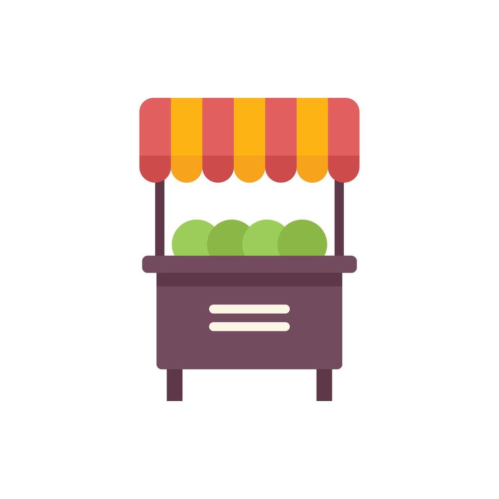 Street food stall selling watermelons under a striped awning vector