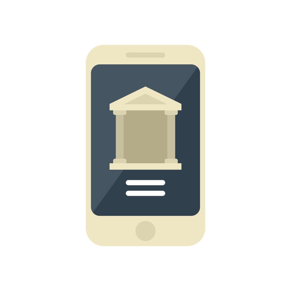 Smartphone showing bank icon for mobile or online banking app vector