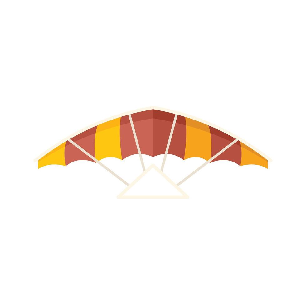 Hang gliding equipment with colorful striped wingspan open for flight vector