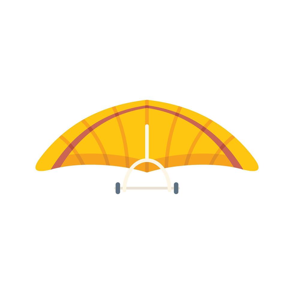 Yellow hang glider with wheels waiting for takeoff on ground vector