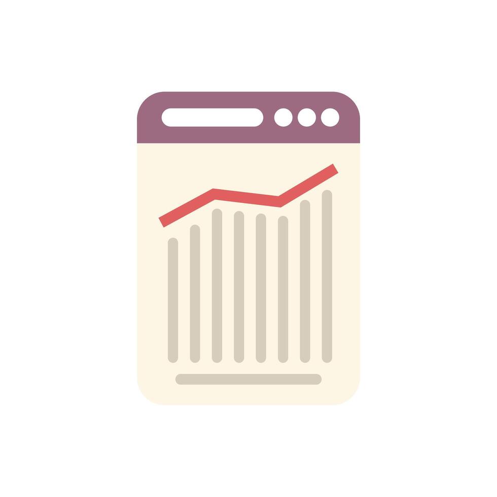 Website showing growing statistics with upward trend line graph vector