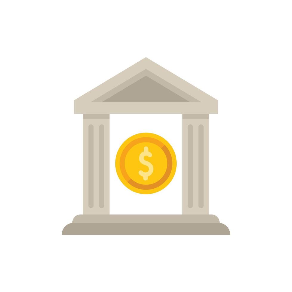 Bank building facade with dollar coin inside representing banking services vector