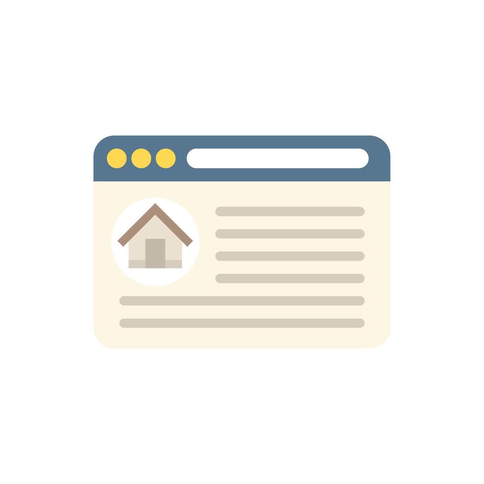 Website showing real estate listing with house icon vector