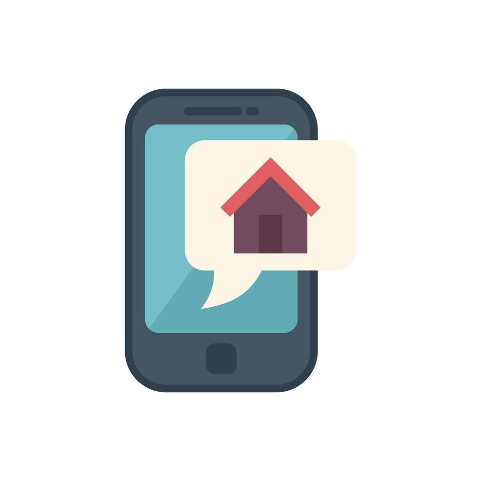 Smartphone is showing a new home in a speech bubble vector