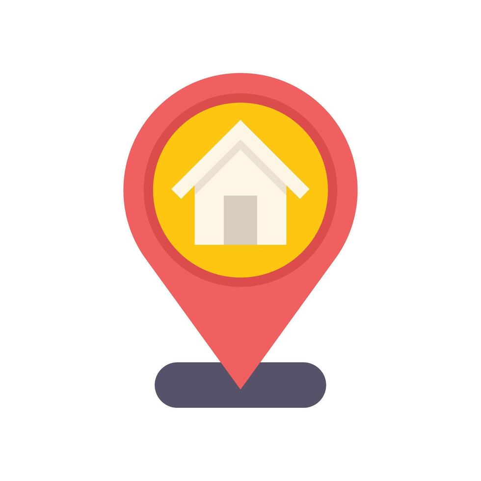 Red location pin showing house symbol vector