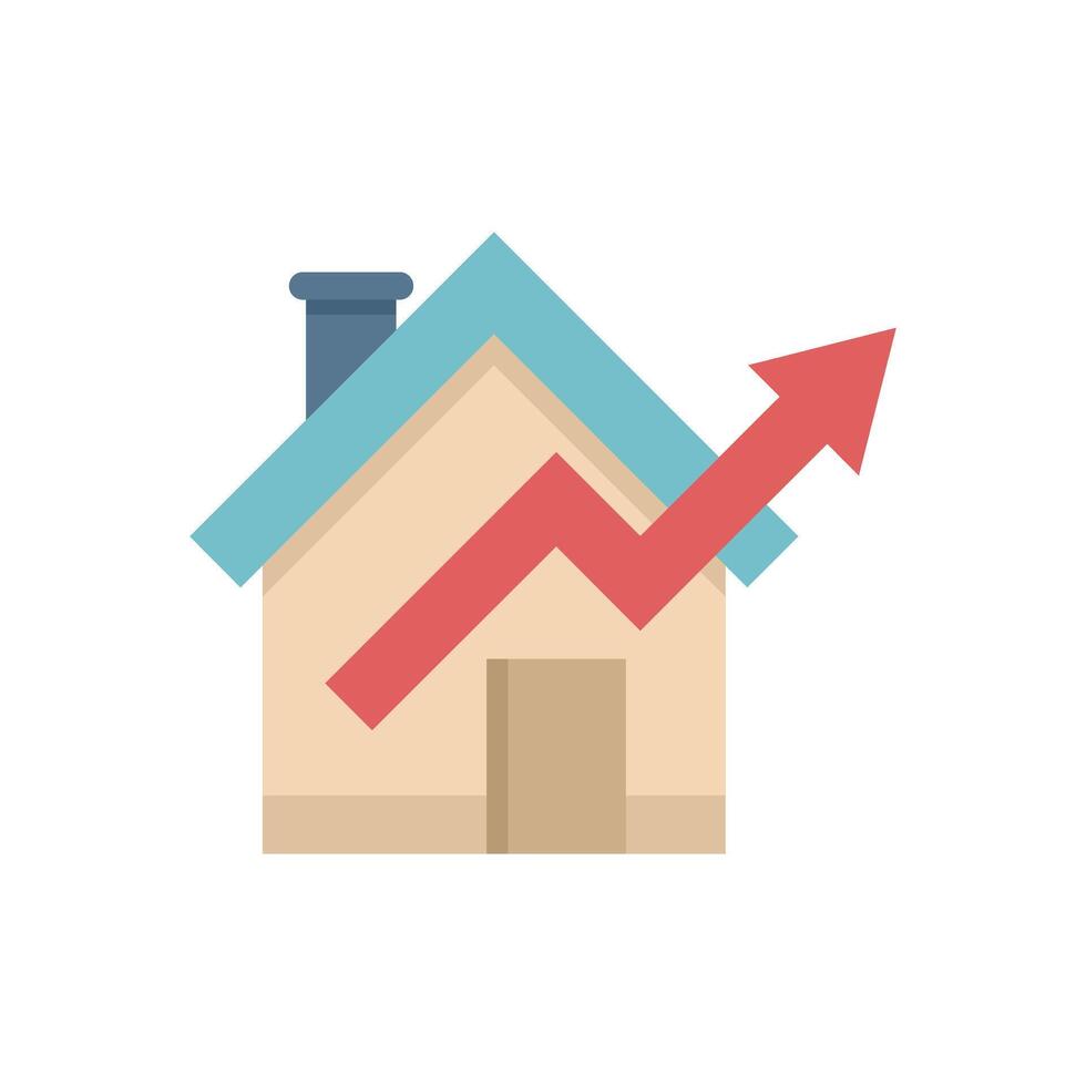 House price increasing showing real estate market growth vector