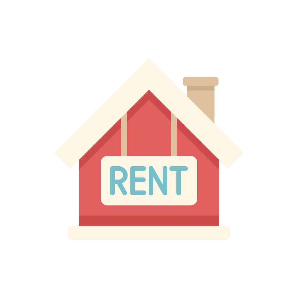 Red house facade with rent sign hanging banner real estate vector
