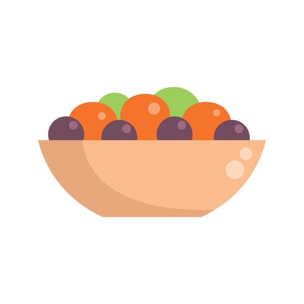 Large bowl containing fresh salad with tomatoes and olives vector