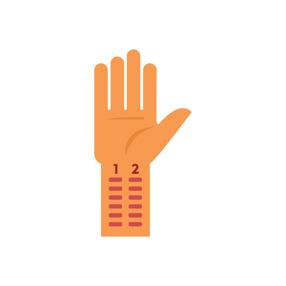 Patient showing hand with allergens for allergy skin test vector
