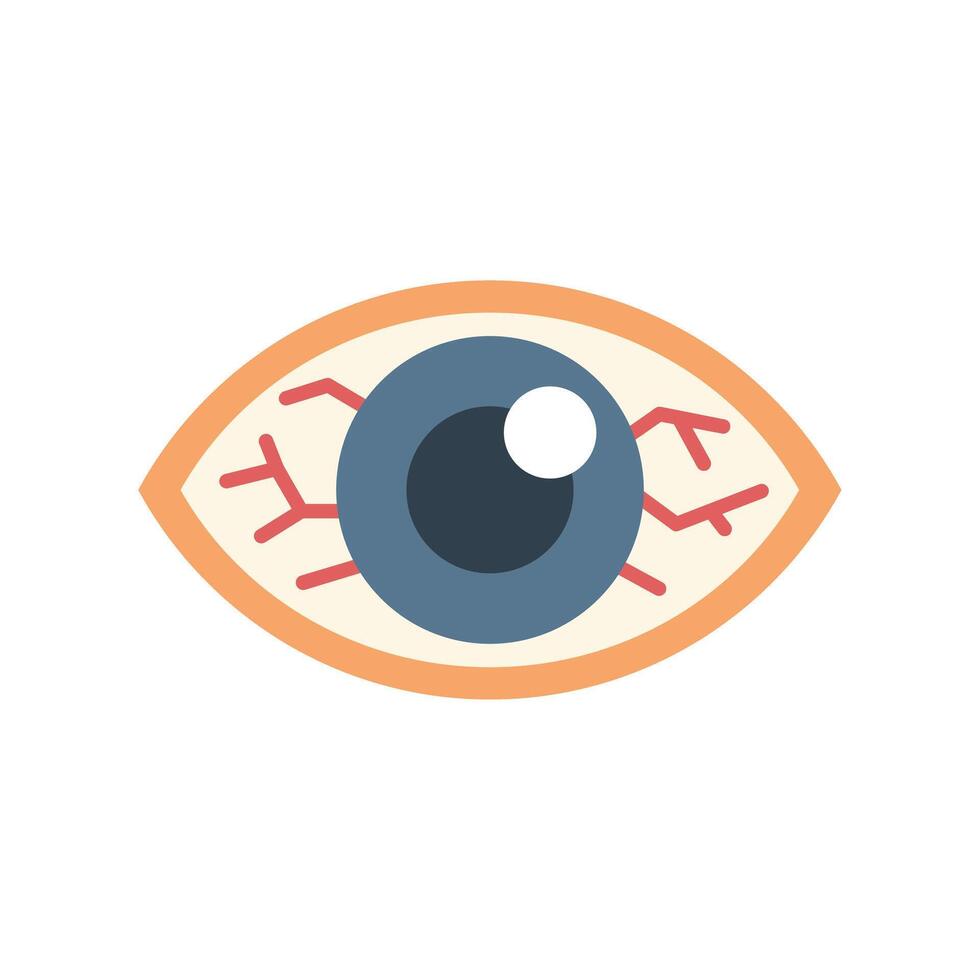 Red eye showing blood vessels being examined by doctor vector