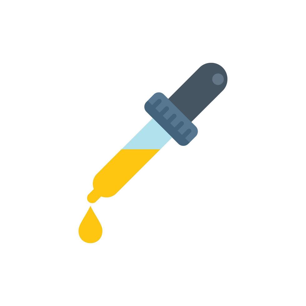 Dropper dripping yellow liquid medical icon vector