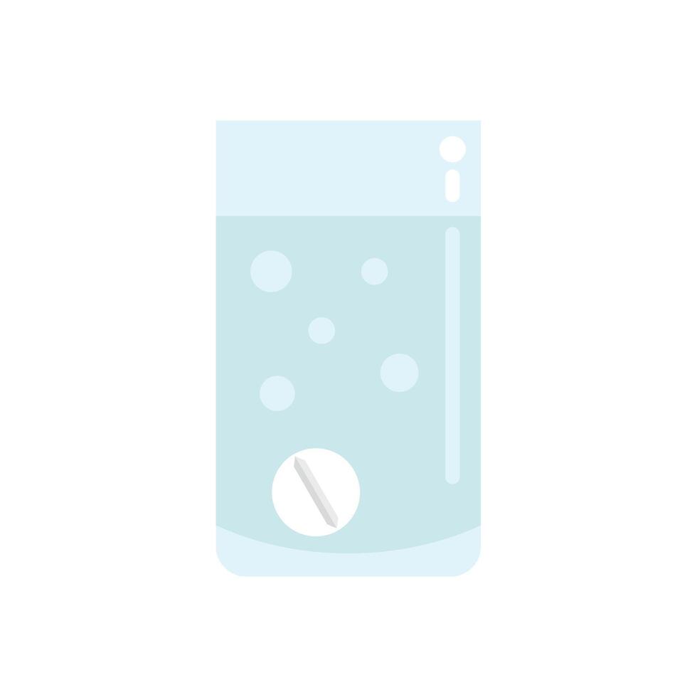 Effervescent pill dissolving in a glass of water vector