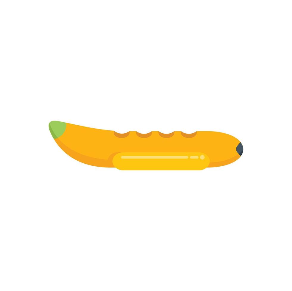 Yellow inflatable banana boat floating on water surface vector