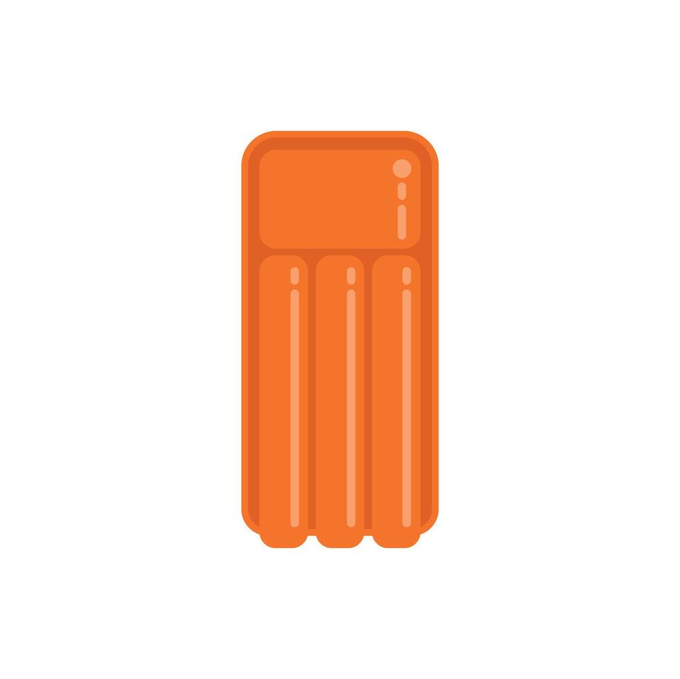 Orange inflatable mattress for swimming pool relaxing on water surface vector