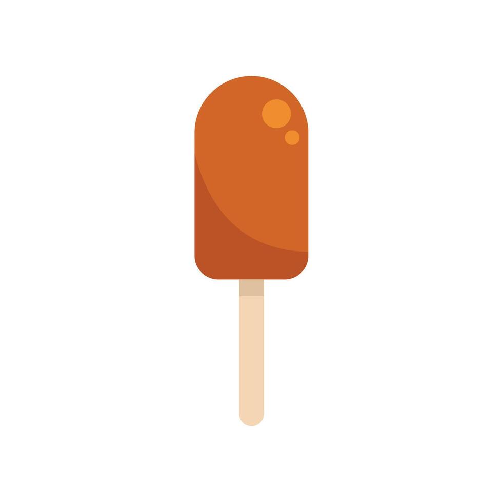 Chocolate ice cream on a wooden stick being enjoyed on a summer day vector
