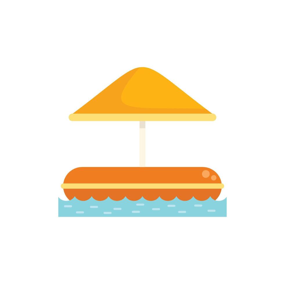 Orange pool float with umbrella floating on water illustration vector
