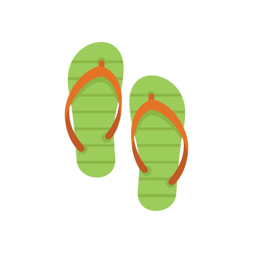 Green flip flops isolated on white background representing summer vacation vector