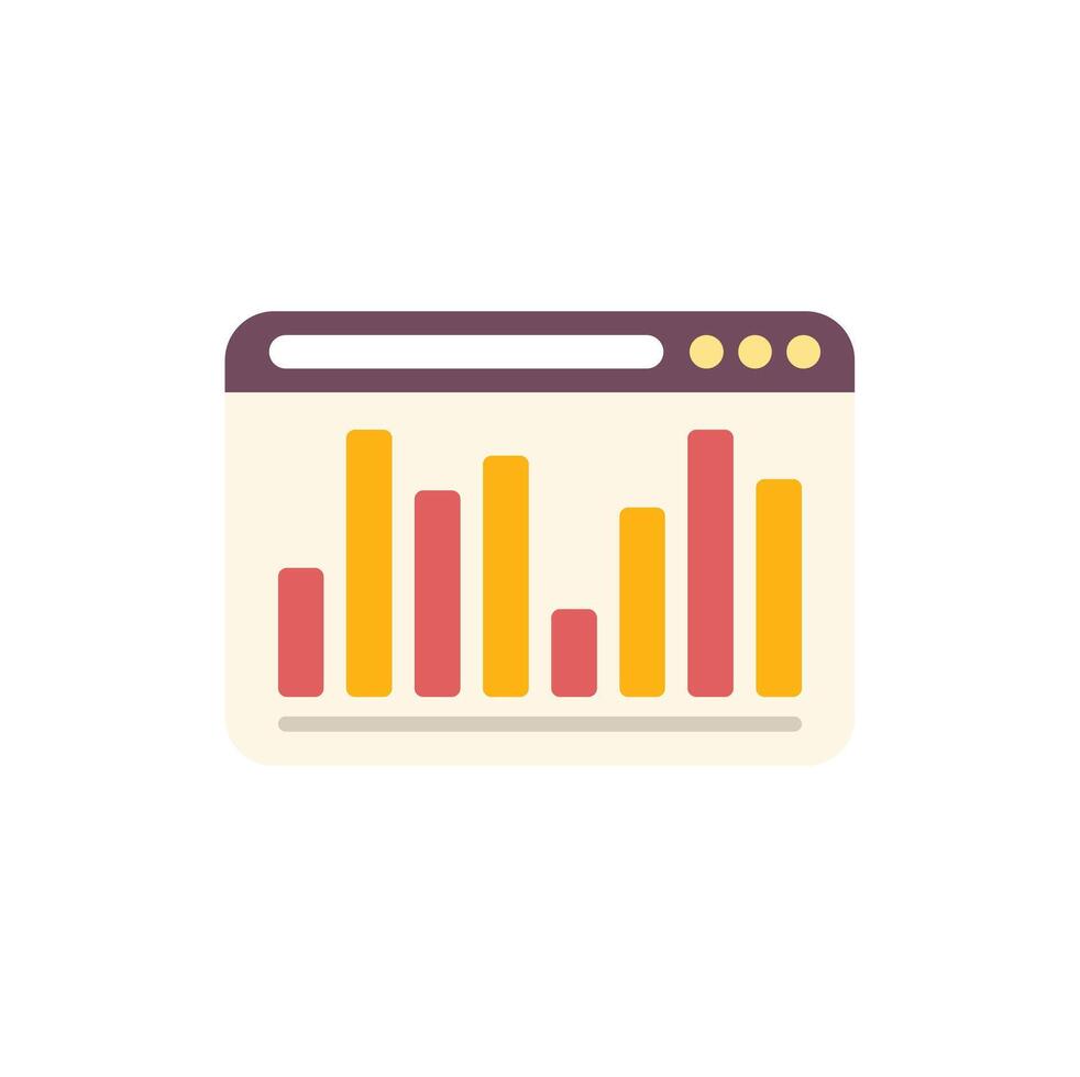 Browser window displaying statistical bar chart, data analysis concept vector