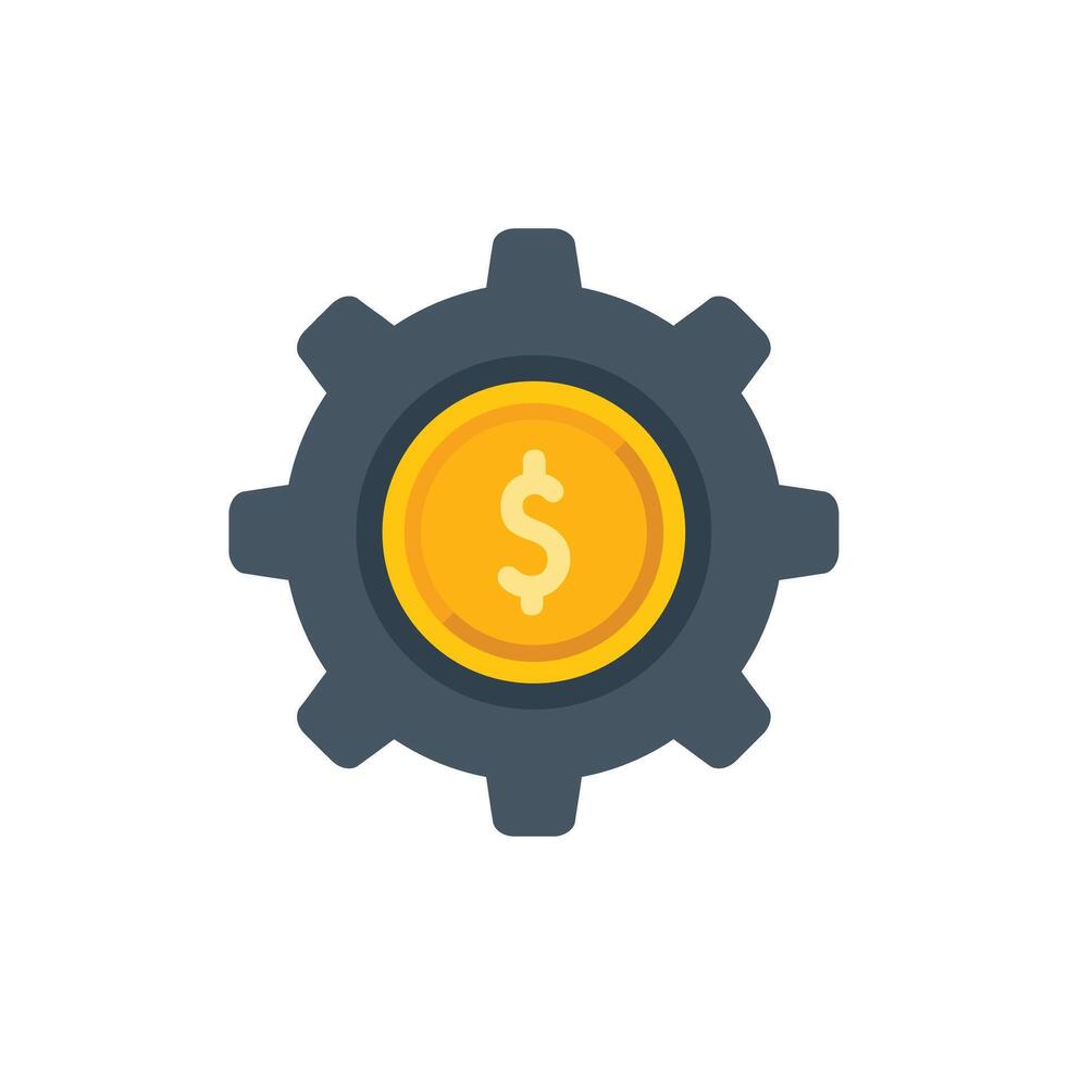 Dollar coin inside a gear representing money making machine vector