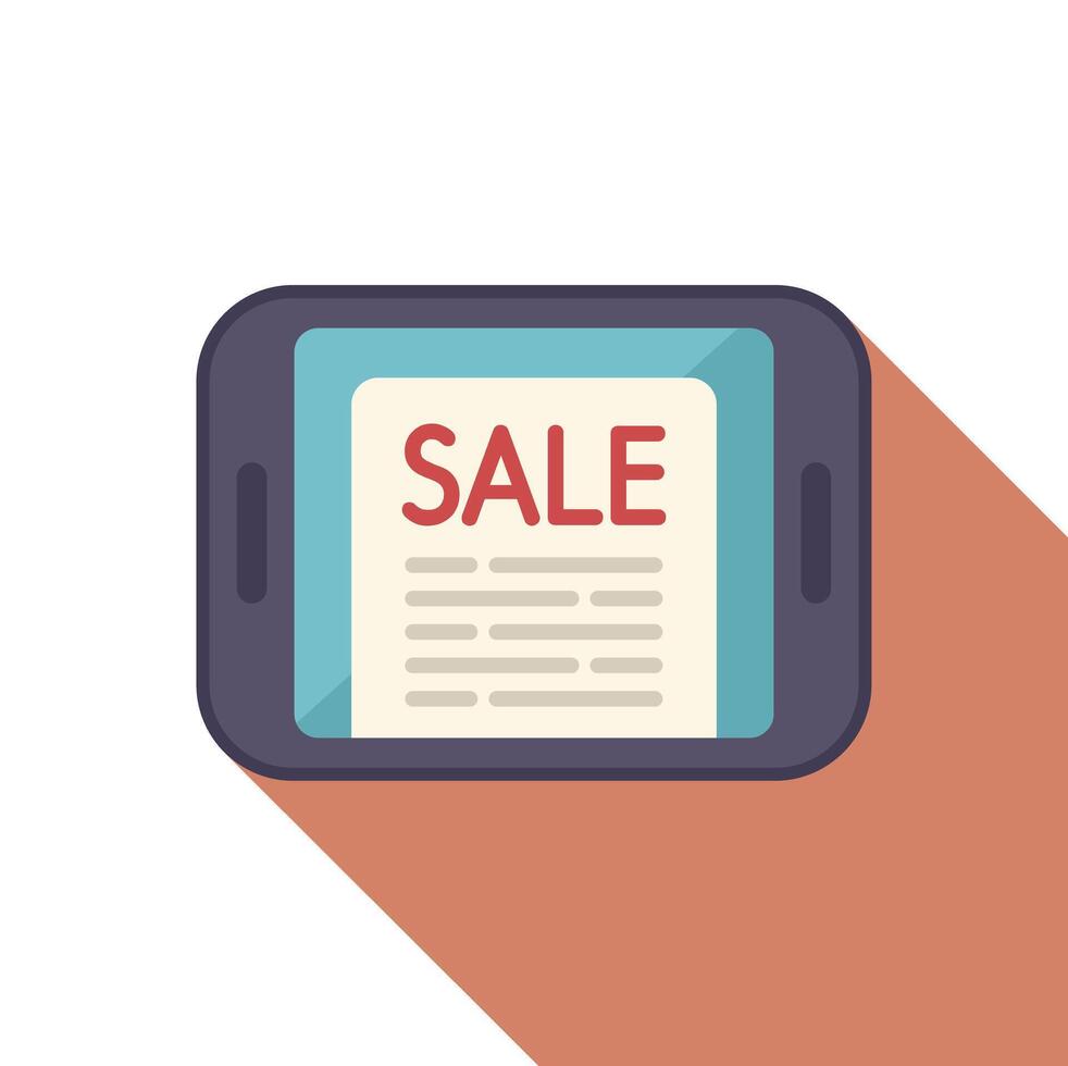 Mobile phone is showing a sale advertisement on its screen vector