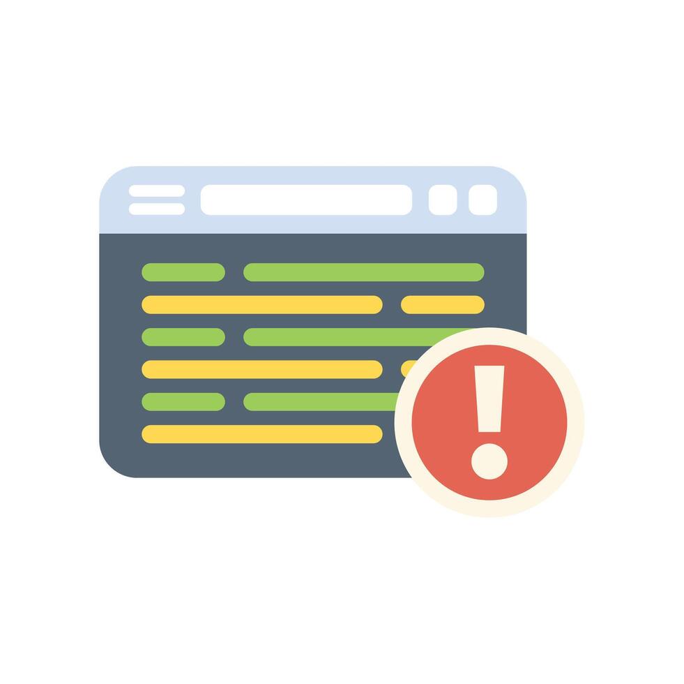 Website error message with exclamation point warning alert icon vector