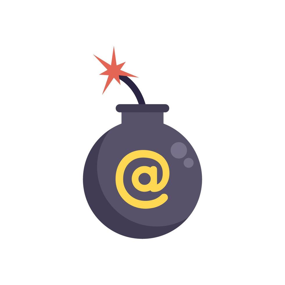 Email bomb about to explode with lit fuse vector