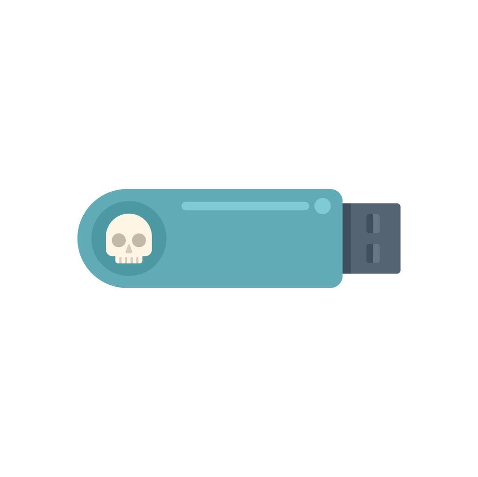 Usb flash drive infected with virus showing skull icon vector