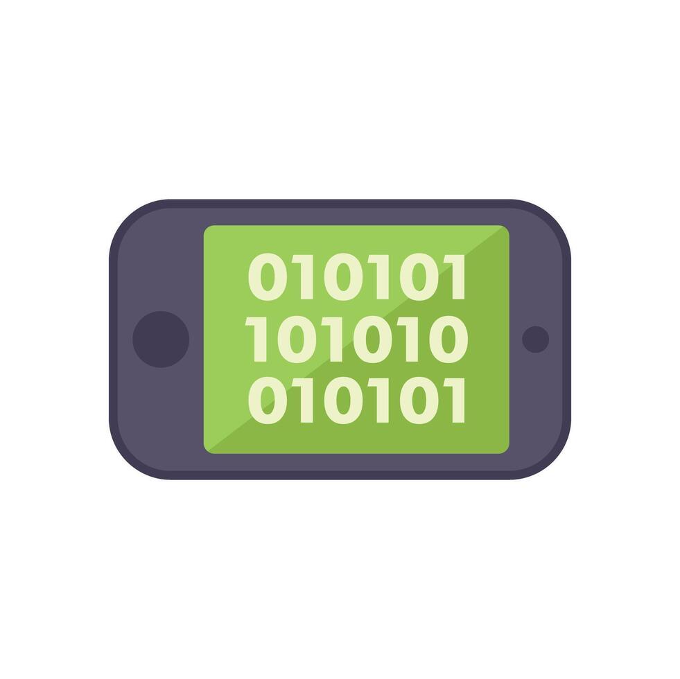 Smartphone showing binary code on green screen vector