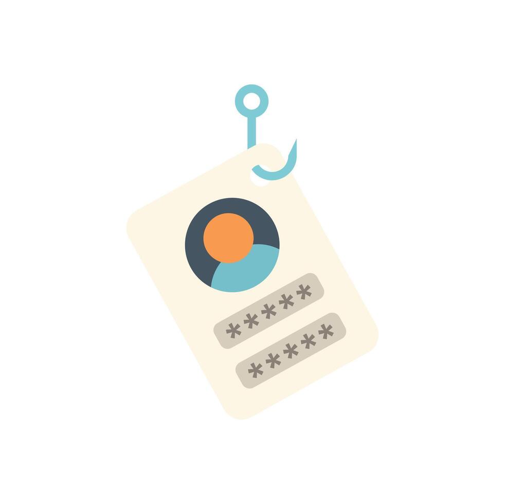 Phishing with hook catching user login data on badge vector