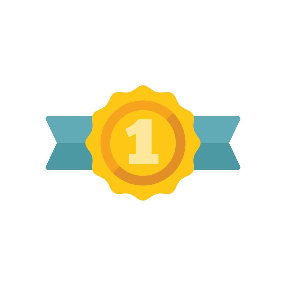 Golden rosette with blue ribbon representing first place vector