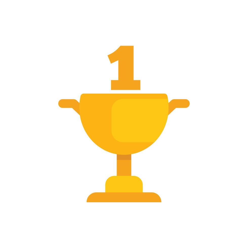 Golden trophy cup awarding first place winner vector