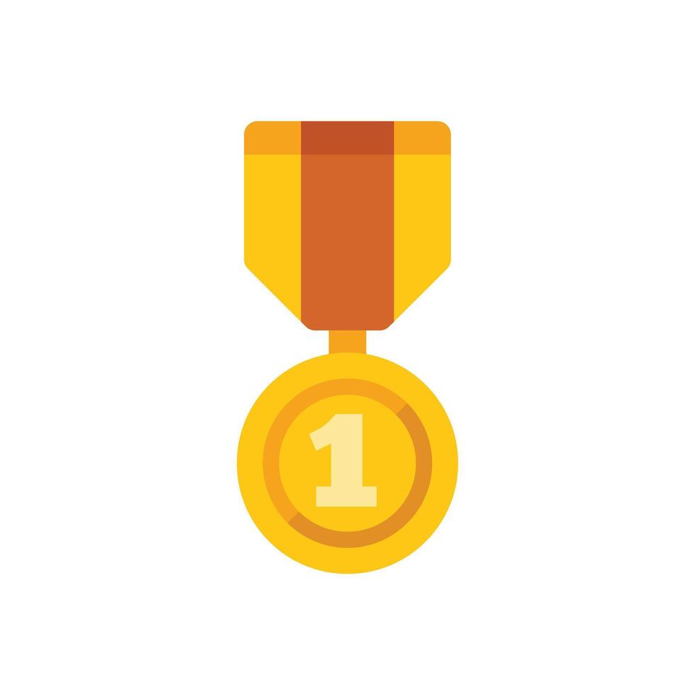Golden medal representing first place achievement award vector