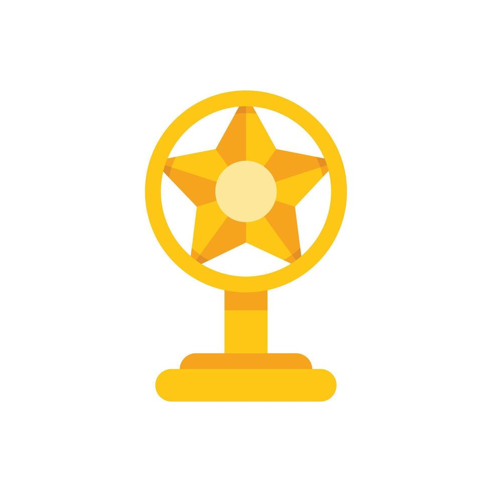 Golden award trophy standing on podium with star shape design vector