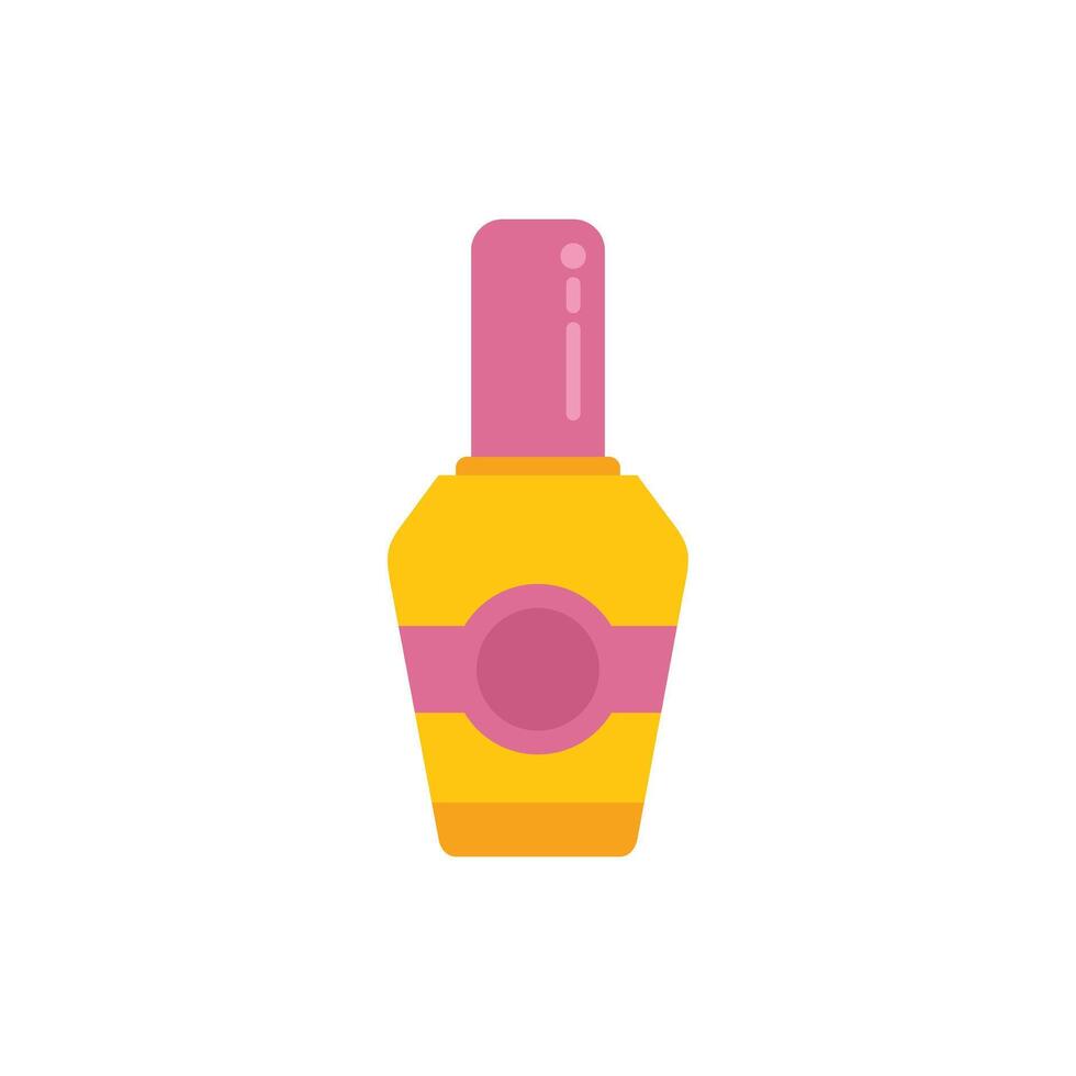 Yellow and pink nail polish bottle is standing on a white background vector
