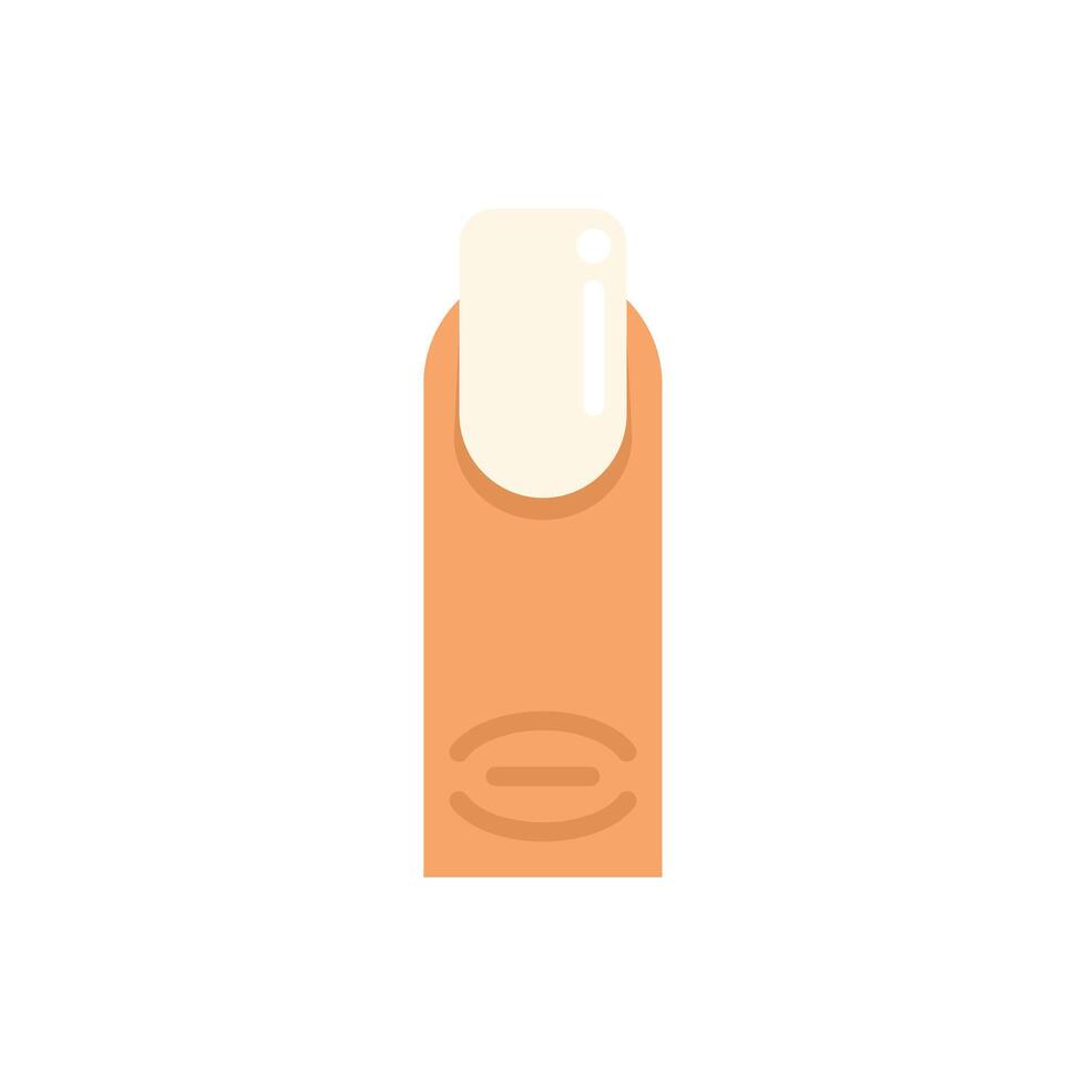 Finger with nail polish showing manicure on white background vector