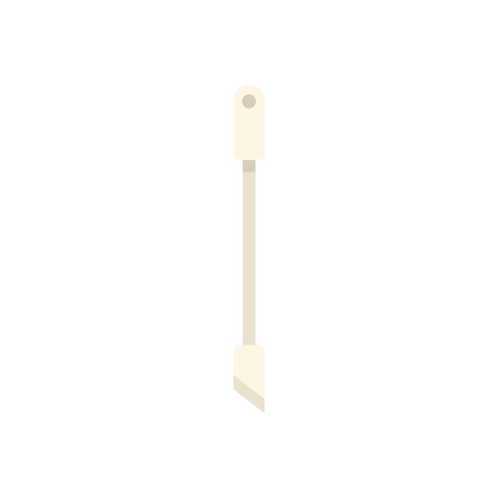 Silicone mixing spatula with plastic handle standing up on white vector
