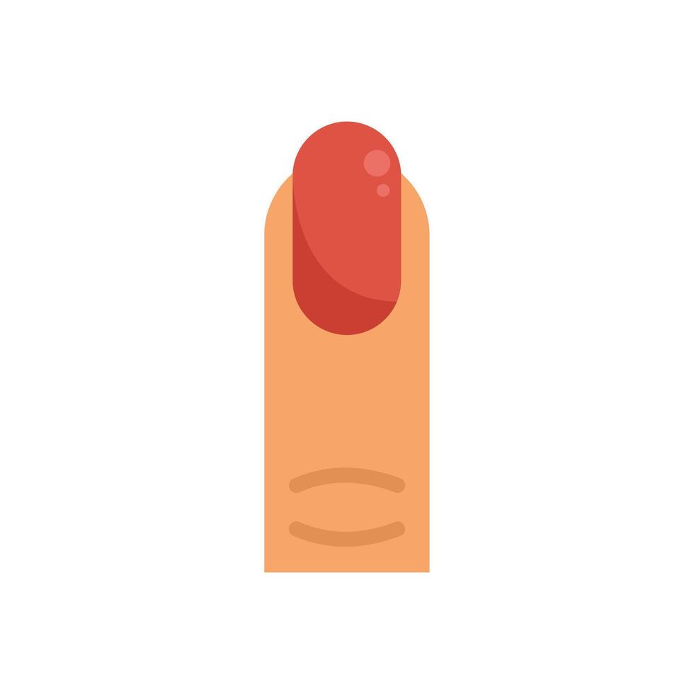Woman finger with red nail polish on white background vector