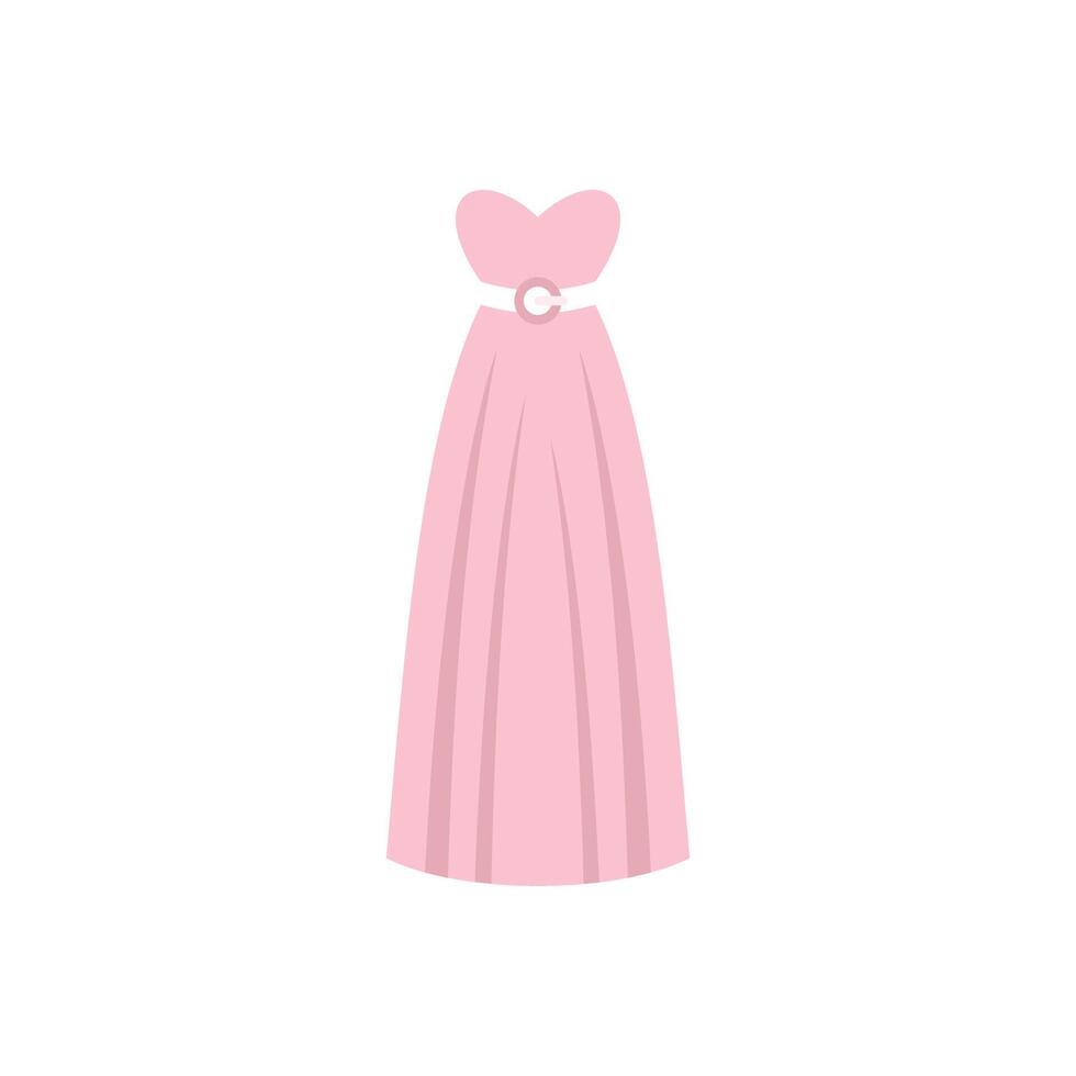 Pink dress with belt flowing elegantly on white background vector
