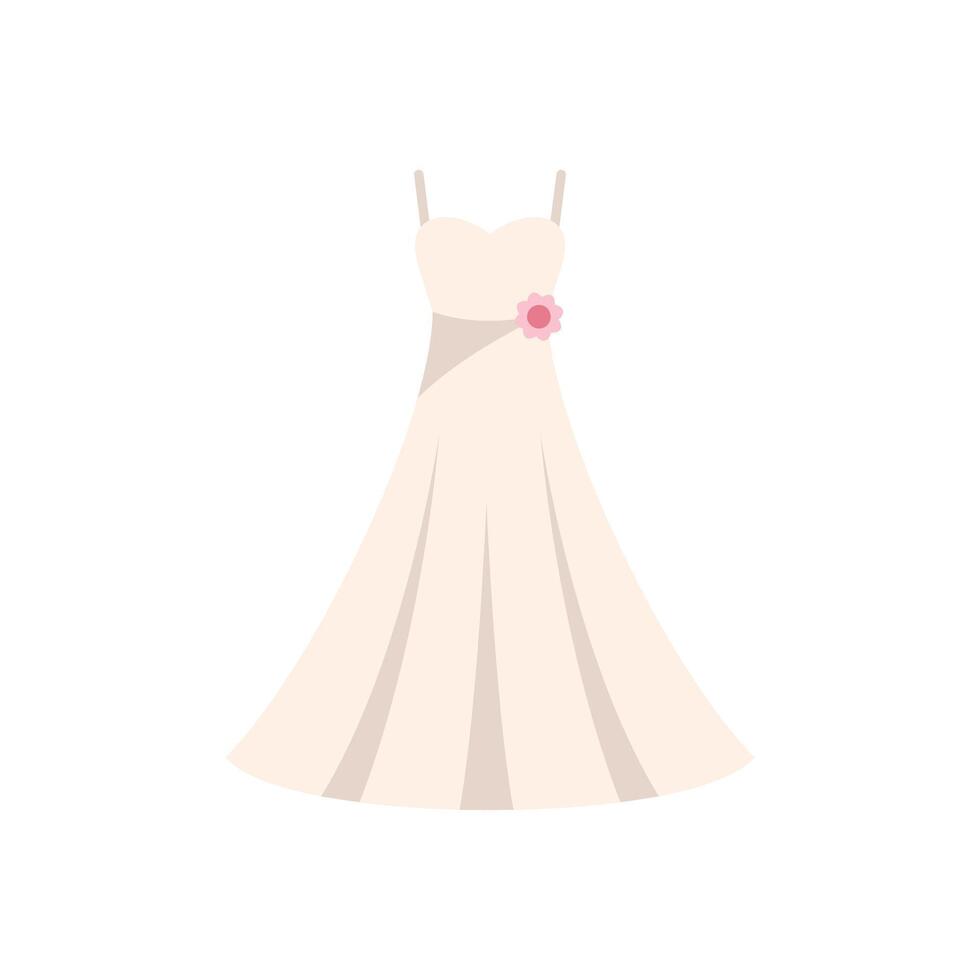 Long elegant wedding dress with flower detailing showing romantic style vector