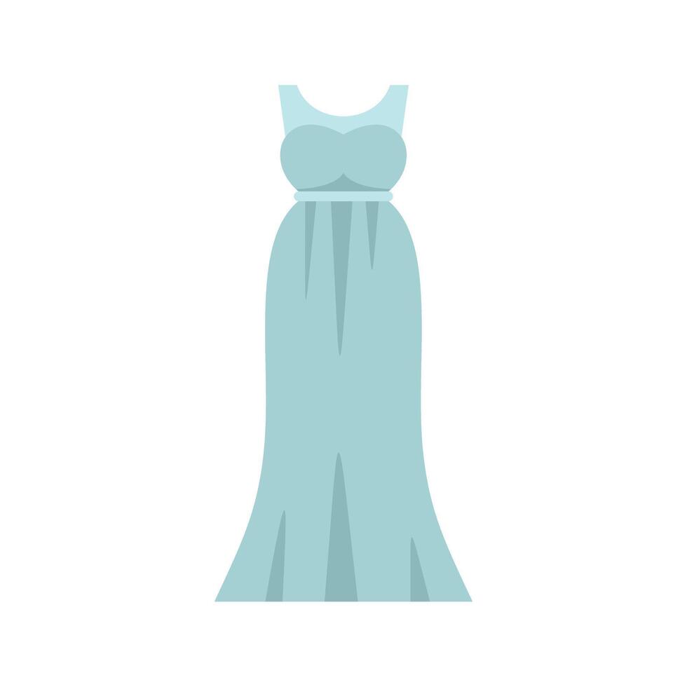 Long turquoise dress flowing elegantly on white background vector