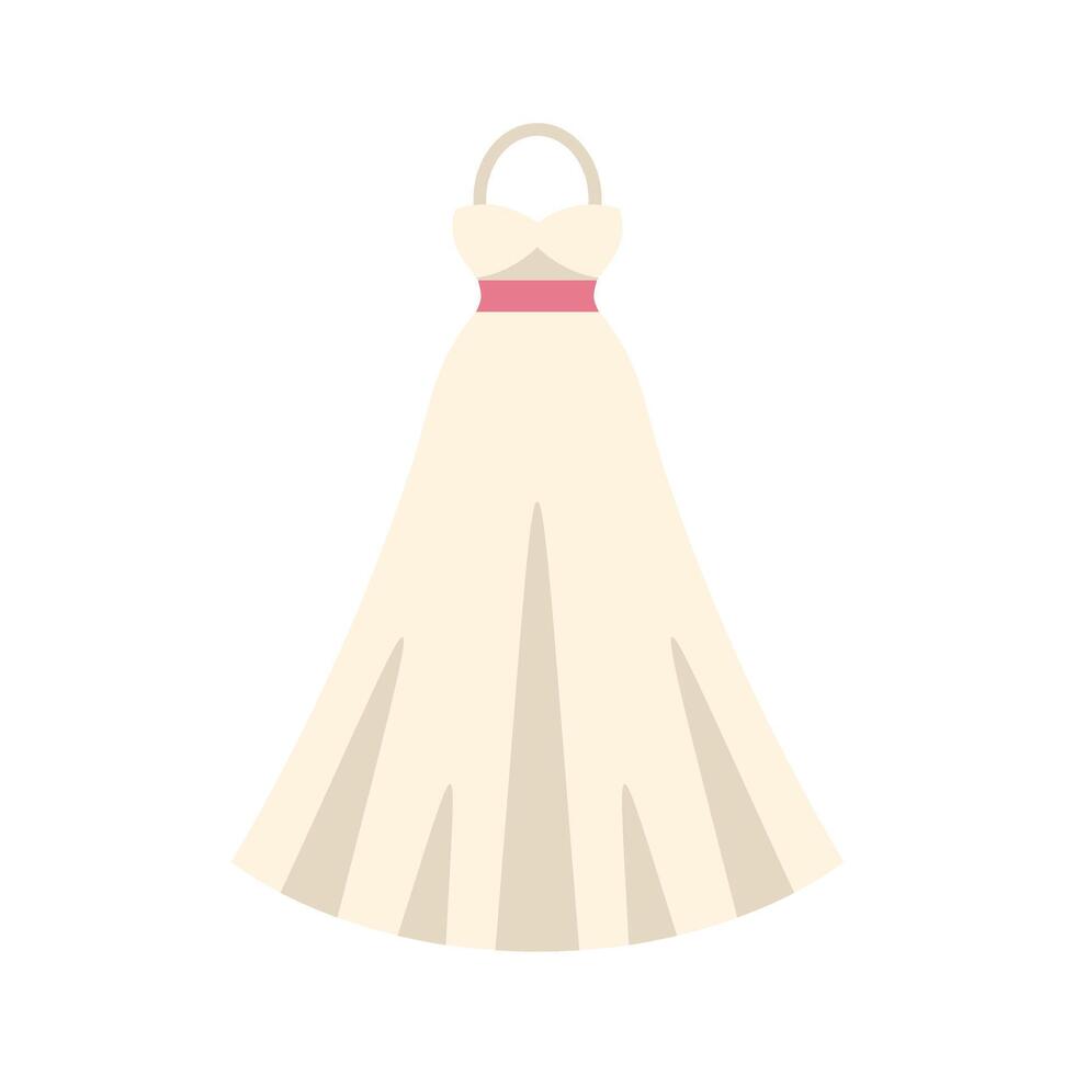 Long elegant wedding dress flowing with pink ribbon detailing vector