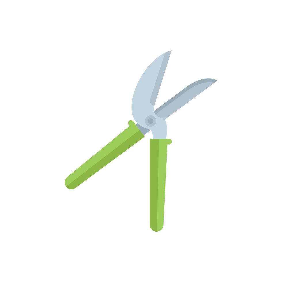 Gardening scissors with green handles for cutting branches vector