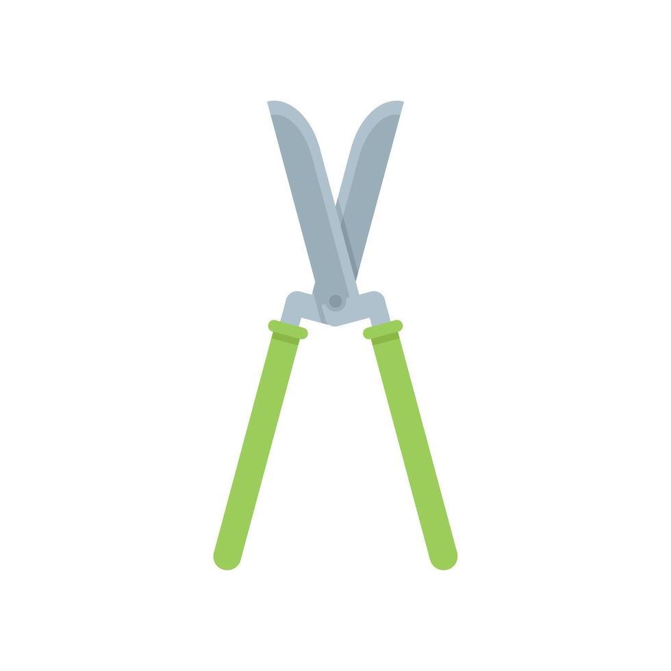 Gardening secateurs with green handles for cutting branches vector