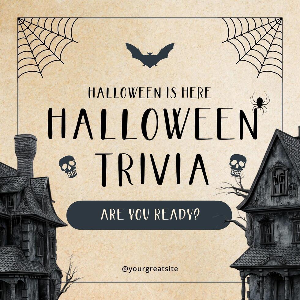 trivia quiz for halloween social media post template